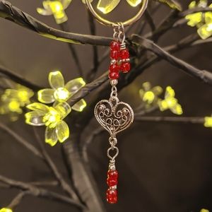 Handmade bead and charm keychain